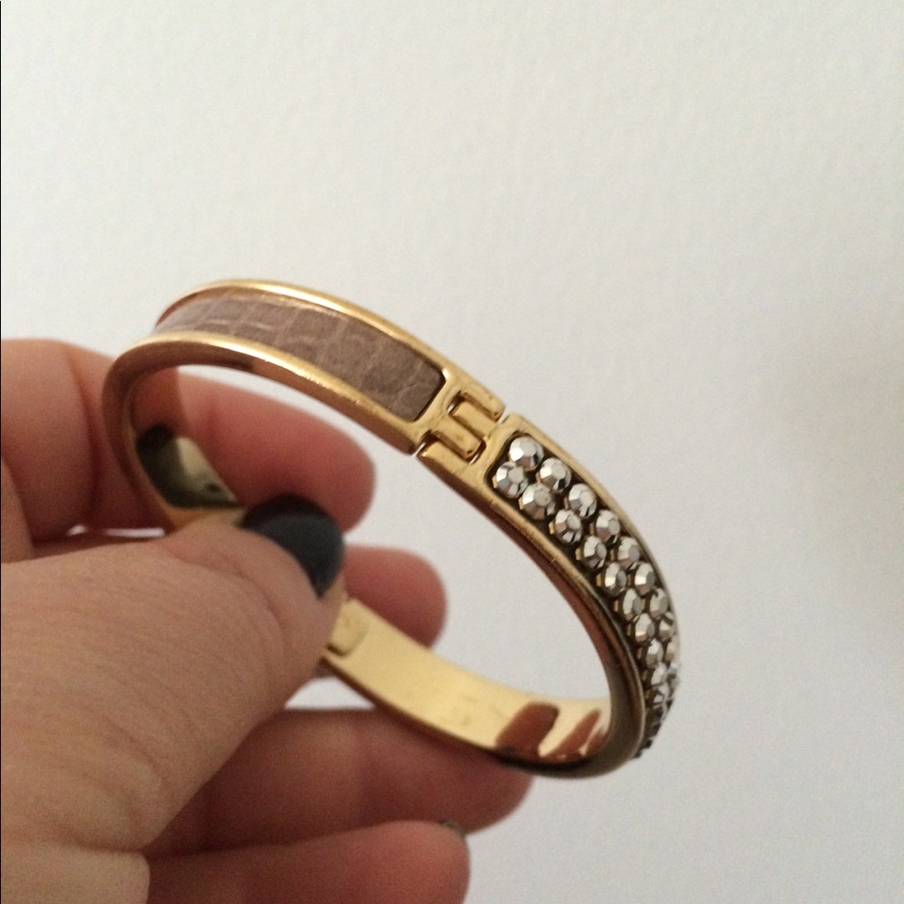 Leather and Rhinestone bangle - Picture 3 of 5